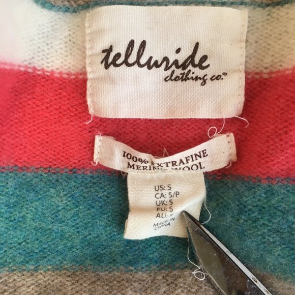 Telluride Clothing Co Stripe Heart Sweater Vintage Womens Sm Fine Merino Wool - Picture 10 of 13